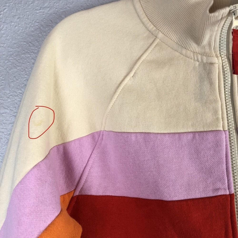 Lego Cream Zip-Up Sweatshirt with Pink, Red & Orange Stripes - Picture 3 of 8